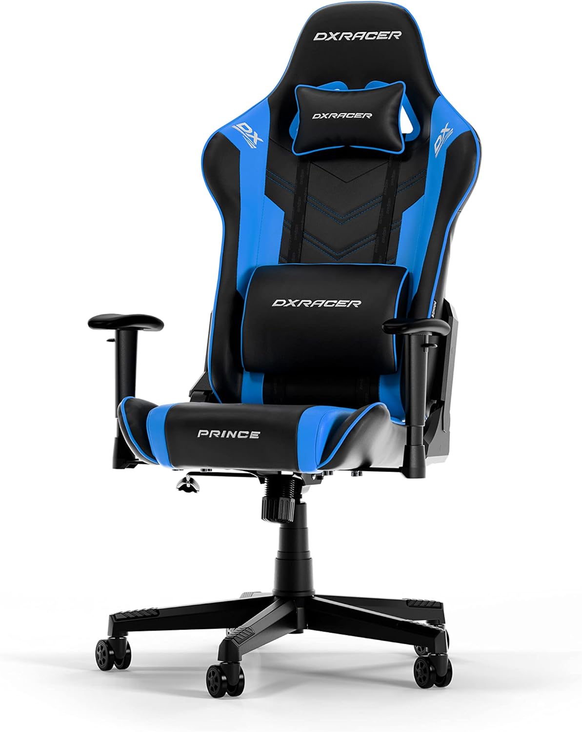 DXRacer - Chaise gaming Prince L Noir et Bleu en PVC et Cuir